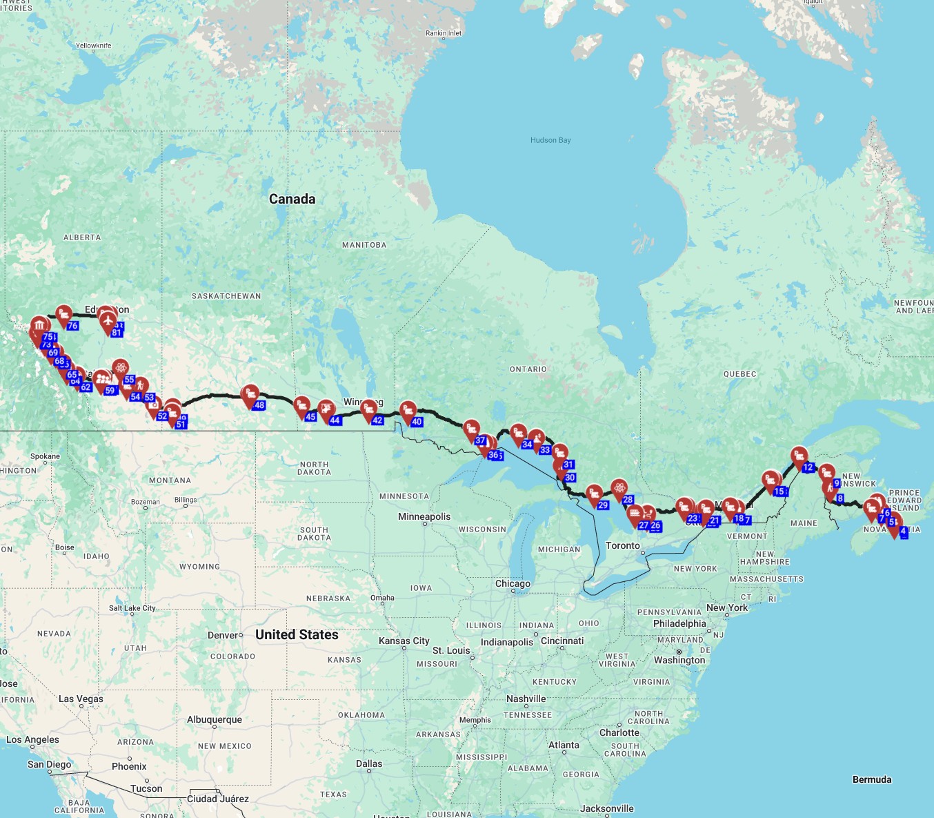 Motorhome trip Canada from Halifax to Edmonton RV trip planner